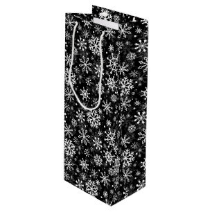 Sac Cadeau Pour Bouteille Flèches de neige sans couture de Noël motif noir