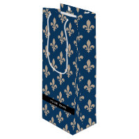 Fleur de Lis, Beige sur Bleu Nuit, Royal, Votre No
