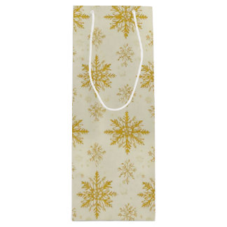 Sac Cadeau Pour Bouteille flocons d'or