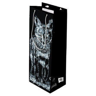 Sac Cadeau Pour Bouteille Fox de neige