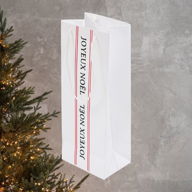 Sac Cadeau Pour Bouteille French Joyeux Noël Red Stripe Noël (Créateur téléchargé)