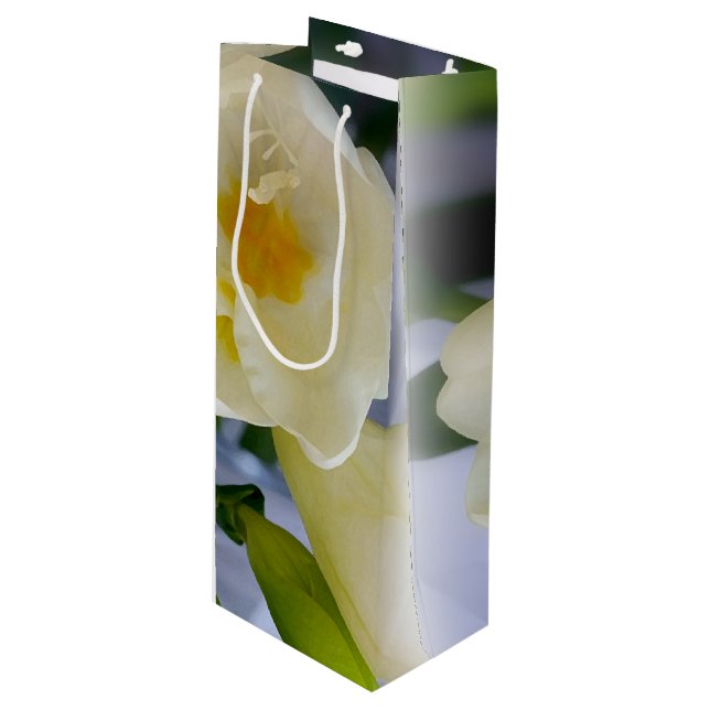 Sac Cadeau Pour Bouteille frénésie jaune blanc (Devant Angle)