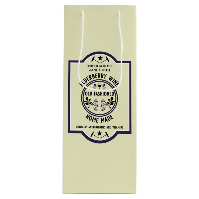 Sac Cadeau Pour Bouteille Fruit d'Elderberry fait maison (Devant)