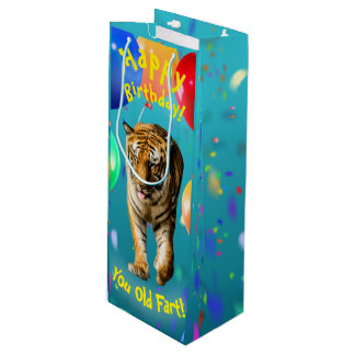 Sac Cadeau Pour Bouteille Funy Tiger Balloon Carte Anniversaire