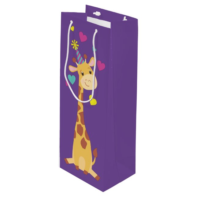 Sac Cadeau Pour Bouteille Giraffe Anniversaire de enfant Party Cute (Devant Angle)