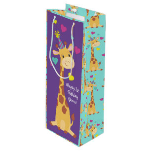 Sac Cadeau Pour Bouteille Giraffe Anniversaire de enfant Party Cute