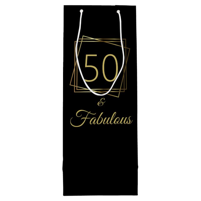 Sac Cadeau Pour Bouteille Gold 50 et Fabuleux anniversaire (Dos)