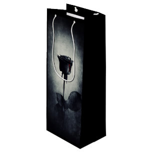 Sac Cadeau Pour Bouteille Goth Black Rose Dripping Blood