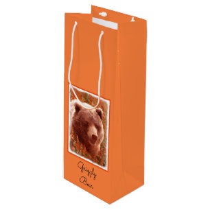 Sac Cadeau Pour Bouteille Grizzly Bear Cub dans Fireweed Peinture Art de la