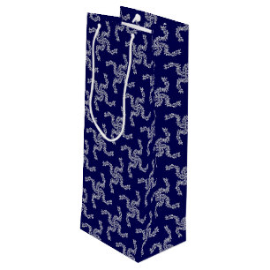 Sac Cadeau Pour Bouteille Guirlande de Noël Bleue, Décoration de Noël, Xmas
