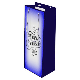 Sac Cadeau Pour Bouteille Hanukkah Magie Bleu Blanc
