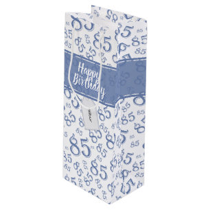 Sac Cadeau Pour Bouteille Happy 85th Birthday Numéro Motif Bleu/Blanc