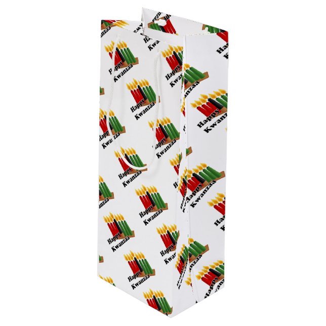 Sac Cadeau Pour Bouteille Happy Kwanzaa (Devant Angle)