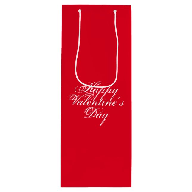 Sac Cadeau Pour Bouteille Heureuse Sainte-Valentin, lettres blanches, cadeau (Devant)