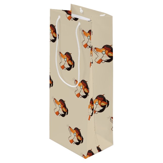 Sac Cadeau Pour Bouteille Hipster Fox (Devant Angle)