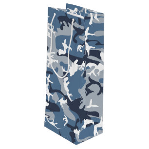 Sac Cadeau Pour Bouteille Hiver Camouflage bleu neige, Militaire, Armée