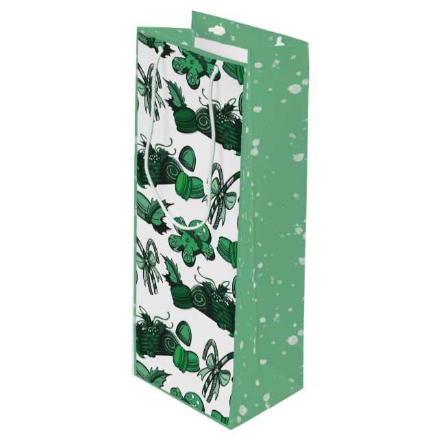 Sac Cadeau Pour Bouteille Holiday Sweets- Mint (Solid) (Devant Angle)