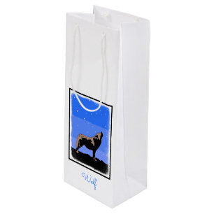 Sac Cadeau Pour Bouteille Howling Wolf en hiver - Art faunique original