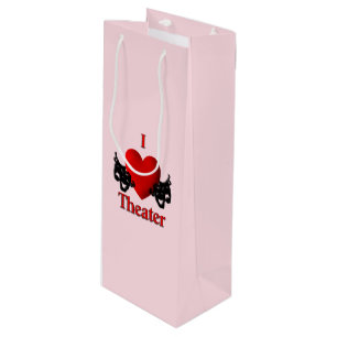 Sac Cadeau Pour Bouteille I Heart Theater Pink