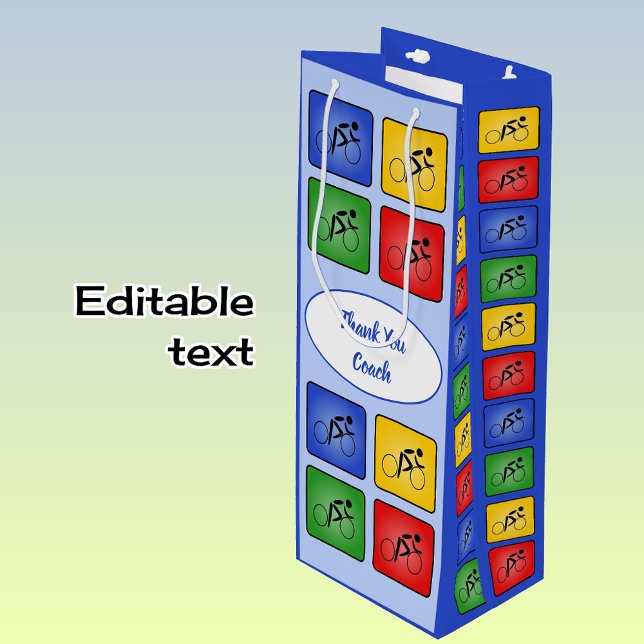Sac Cadeau Pour Bouteille Icônes de cycle de texte personnalisées bleu (Créateur téléchargé)