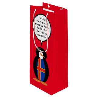 Sac Cadeau Pour Bouteille Îles Åland Talking Ms Penguin Personnalisé 