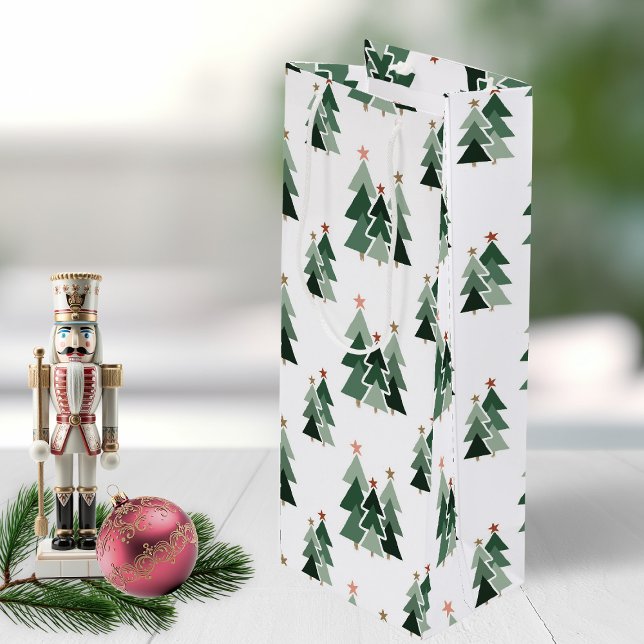 Sac Cadeau Pour Bouteille Joli arbre de Noël moderne (Cute Modern Christmas Trees Wine Gift Bag)