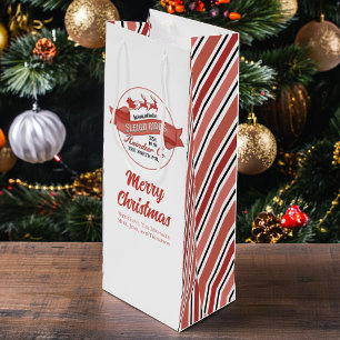 Sac Cadeau Pour Bouteille Joli renne de Noël Rouge Custom