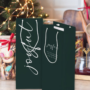 Sac Cadeau Pour Bouteille Joyeuse calligraphie Joyeux Noël Nom Vert