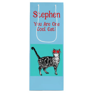 Sac Cadeau Pour Bouteille Joyeux anniversaire Vous Cool Tabby Chat Mens Mari