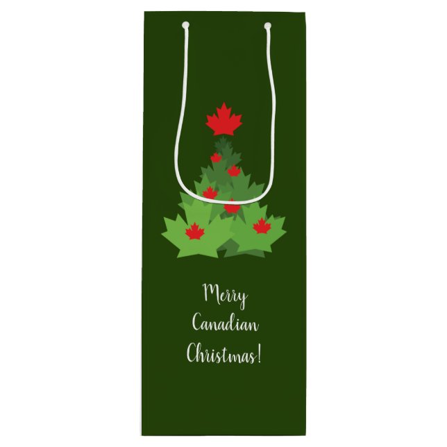 Sac Cadeau Pour Bouteille Joyeux drapeau canadien feuille d'érable Noël (Devant)