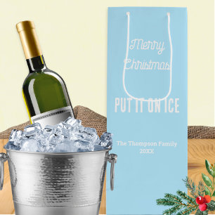 Sac Cadeau Pour Bouteille Joyeux Noël personnalisé Blanc