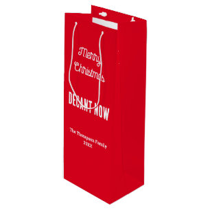 Sac Cadeau Pour Bouteille Joyeux Noël personnalisé Décantez maintenant Rouge