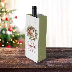 Sac Cadeau Pour Bouteille Joyeux Noël Photo Aquarelle Verdure Wreath