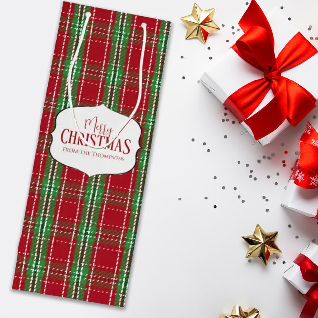 Sac Cadeau Pour Bouteille Joyeux Noël Rouge Russe Agritourisme Vacances Plai (Créateur téléchargé)