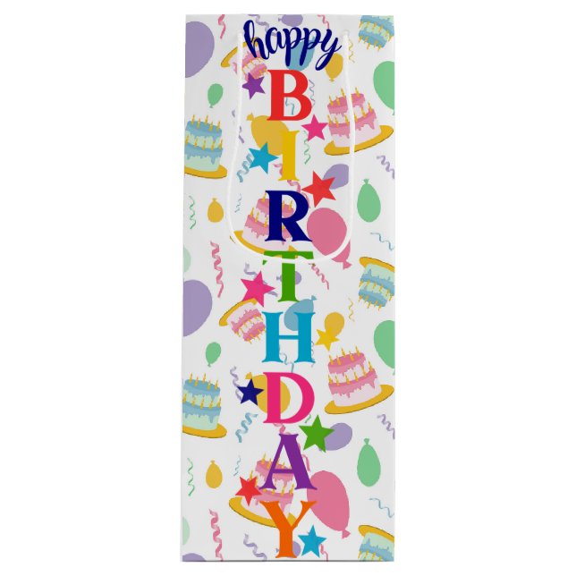 Sac Cadeau Pour Bouteille Joyeux vin d'anniversaire (Devant)