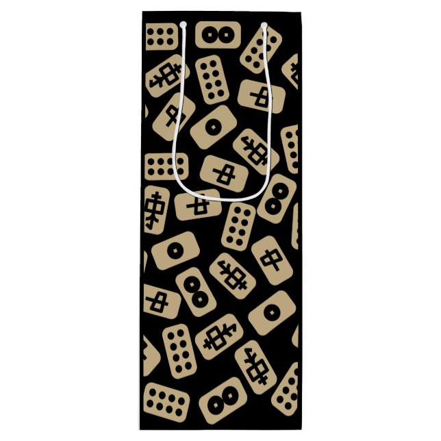 Sac Cadeau Pour Bouteille Le carrelage du Mahjong brun noir (Devant)