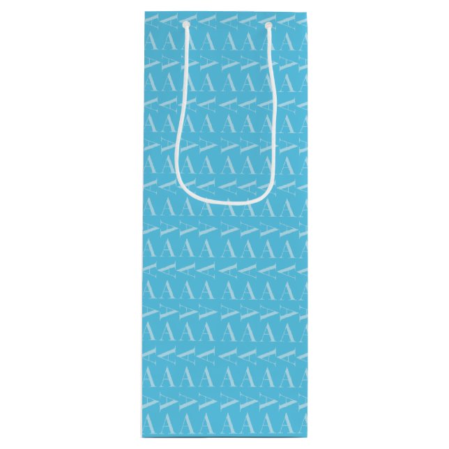 Sac Cadeau Pour Bouteille Lettre initiale A, Aqua Blue (Devant)