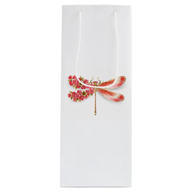 Sac Cadeau Pour Bouteille libellule de fleurs avec sakura de bijoux (Devant)