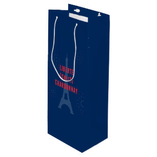 Sac Cadeau Pour Bouteille Liberté Égalité Chardonnay Funny Tour Eiffel