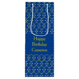 Sac Cadeau Pour Bouteille Libra Golden Scales Star Sign Custom