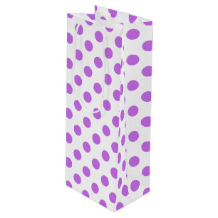 Sac Cadeau Pour Bouteille Lilac et pois blancs