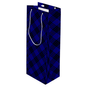 Sac Cadeau Pour Bouteille MacKay tartan bleu noir plaid