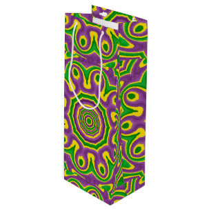 Sac Cadeau Pour Bouteille Mandala pourpre jaune vert de motif de mardi gras