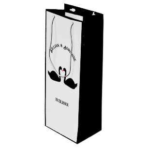 Sac Cadeau Pour Bouteille Mariage gothique Baiser Black Swans Personnalisé
