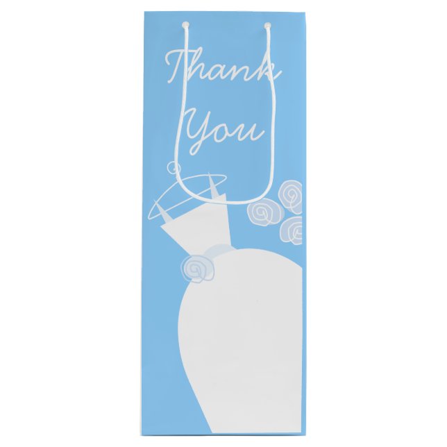 Sac Cadeau Pour Bouteille Mariage Gown Blue Merci vin (Devant)