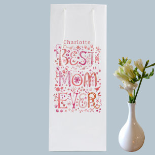 Sac Cadeau Pour Bouteille Meilleure maman jamais personnalisée