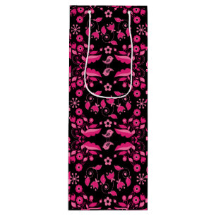 Sac Cadeau Pour Bouteille Modèle floral rose moderne scandinave