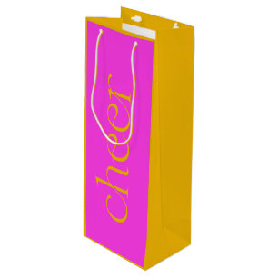 Sac Cadeau Pour Bouteille Moderne Cheer Fuchsia rose et orange