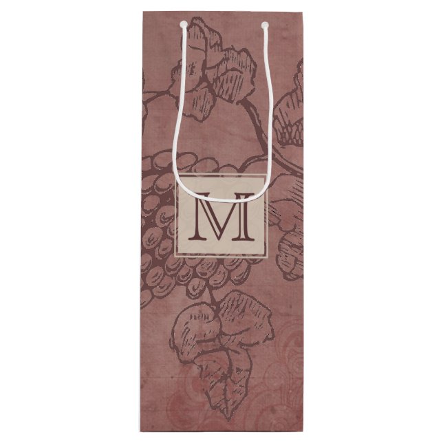 Sac Cadeau Pour Bouteille Monogramme du cépage de Bourgogne (Devant)
