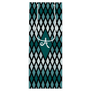 Sac Cadeau Pour Bouteille Monogramme turquoise Ombre Diamant